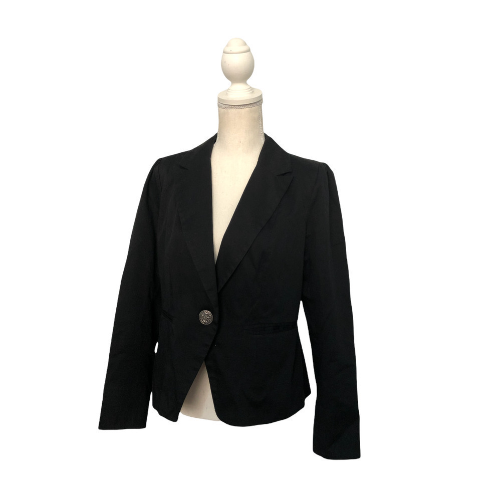 British Khaki Black Women Jacket M One Botton with Pockets Front Full Line